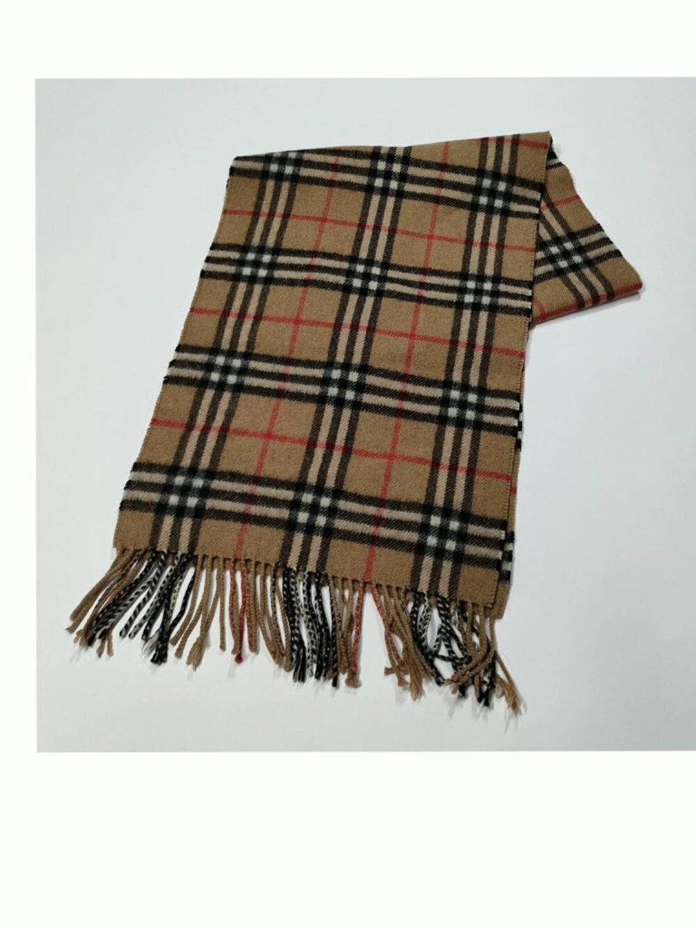 Authentic Burberry Classic Check Cashmere Scarf Beige - Picture 3 of 10